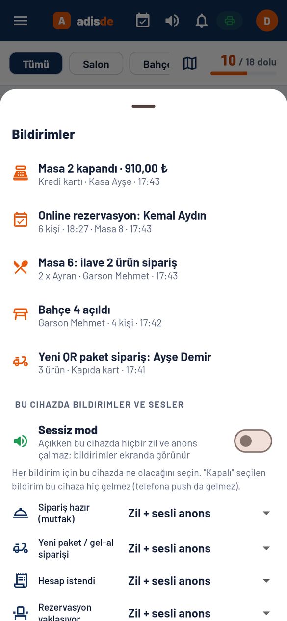 Bildirimler ve sesli anons ekranı