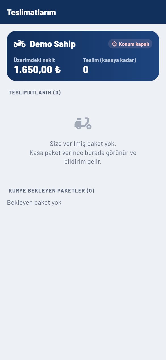 Kuryenin telefonu ekranı